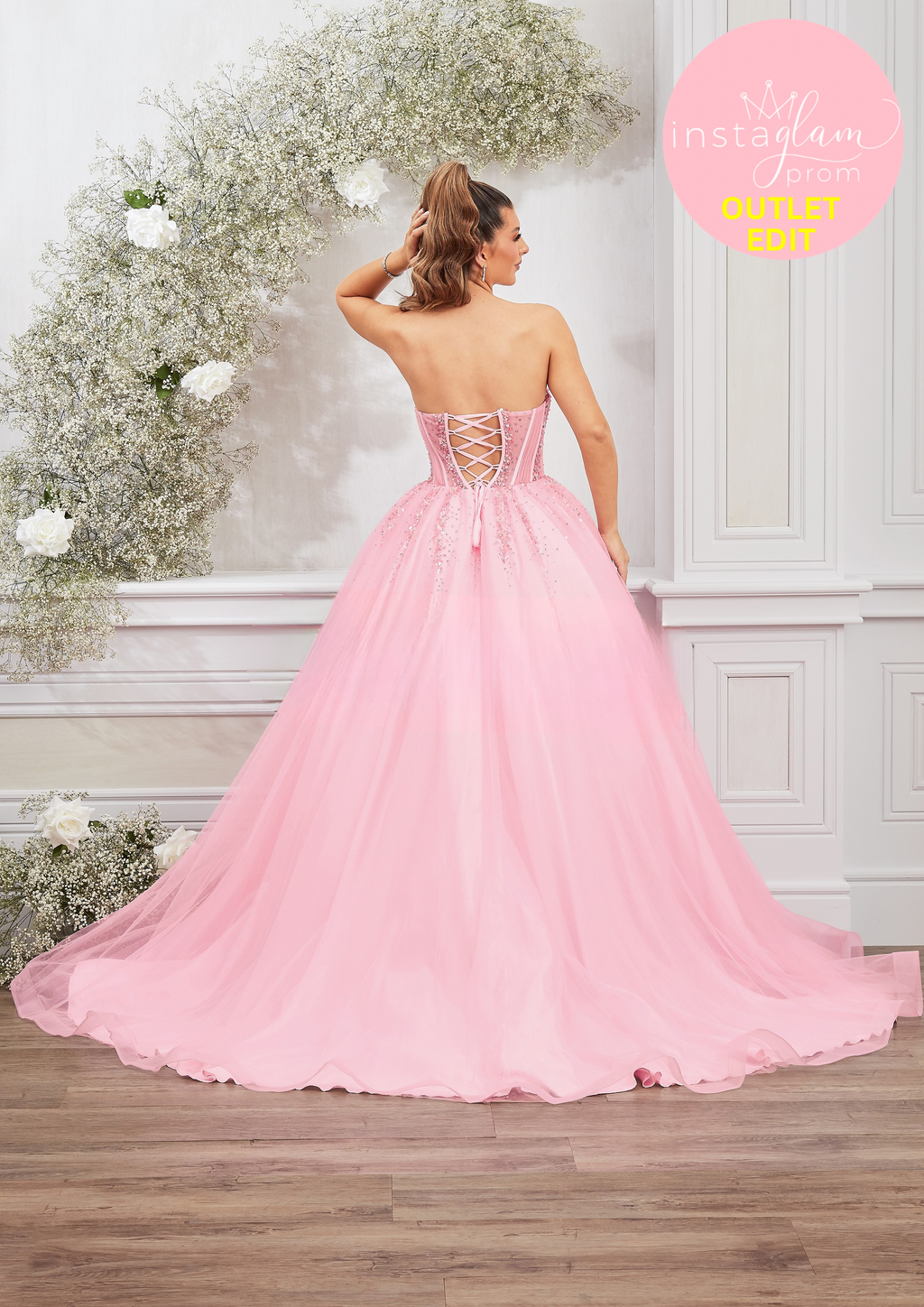 Ballgown Prom dress with boned bodice and corset back- Style AF5606