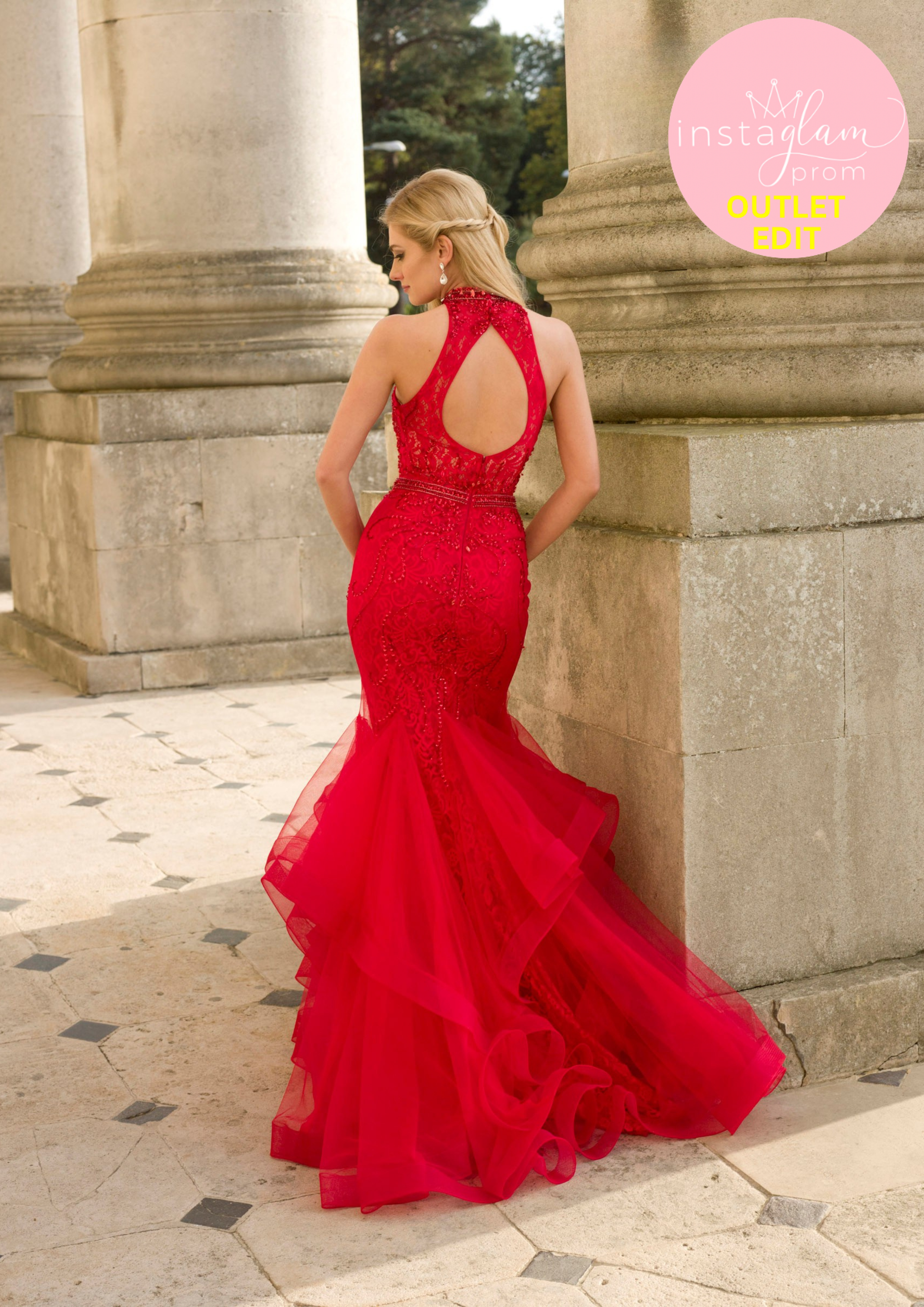 Red high neck fishtail prom/ evening dress -style AF19413