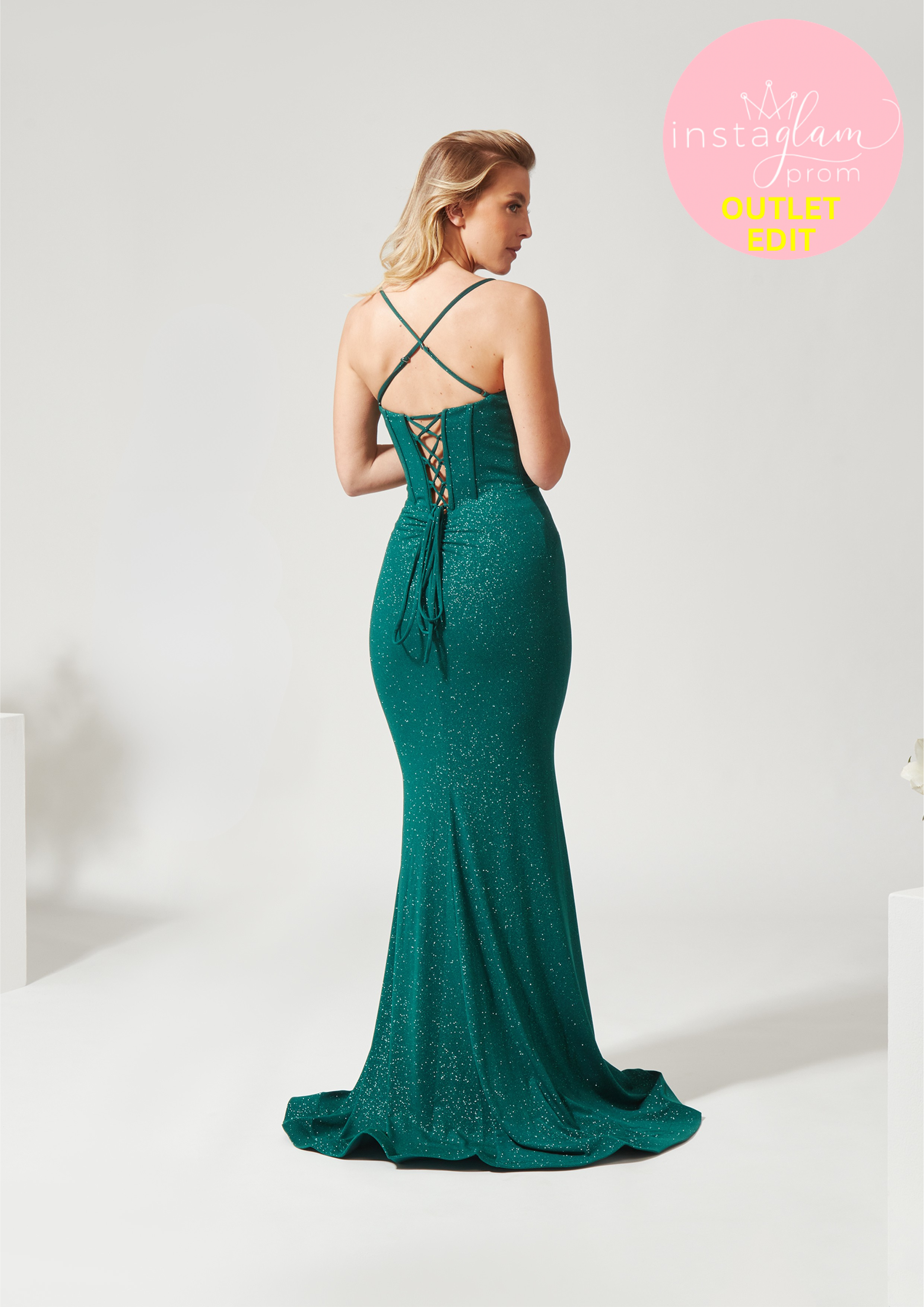 Glitter fabric fitted prom / evening dress corset back- Style AF3301