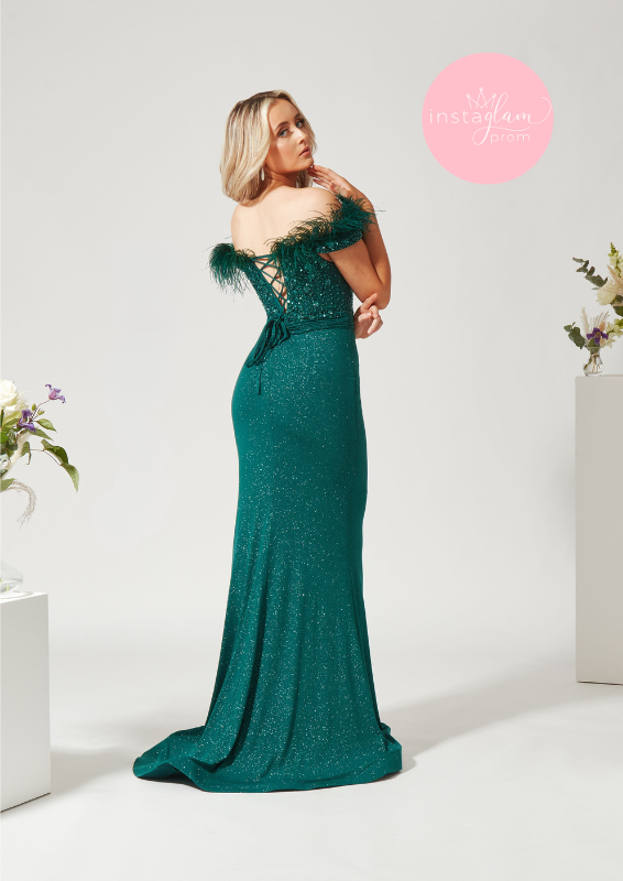 Glitter fabric off the shoulder prom/ evening dress -style AF4327