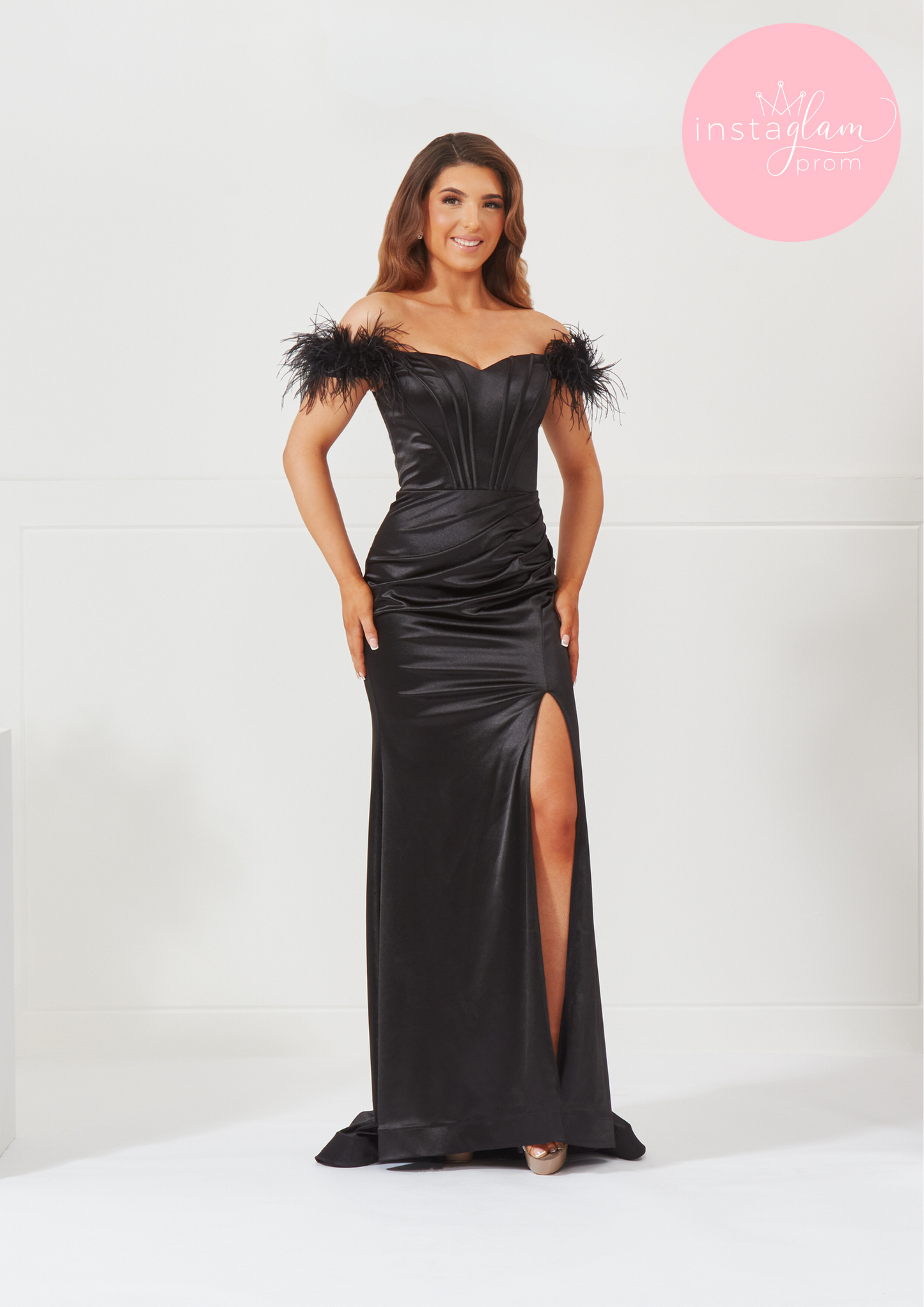 Satin off the shoulder full length prom/ evening dress-style AF3308