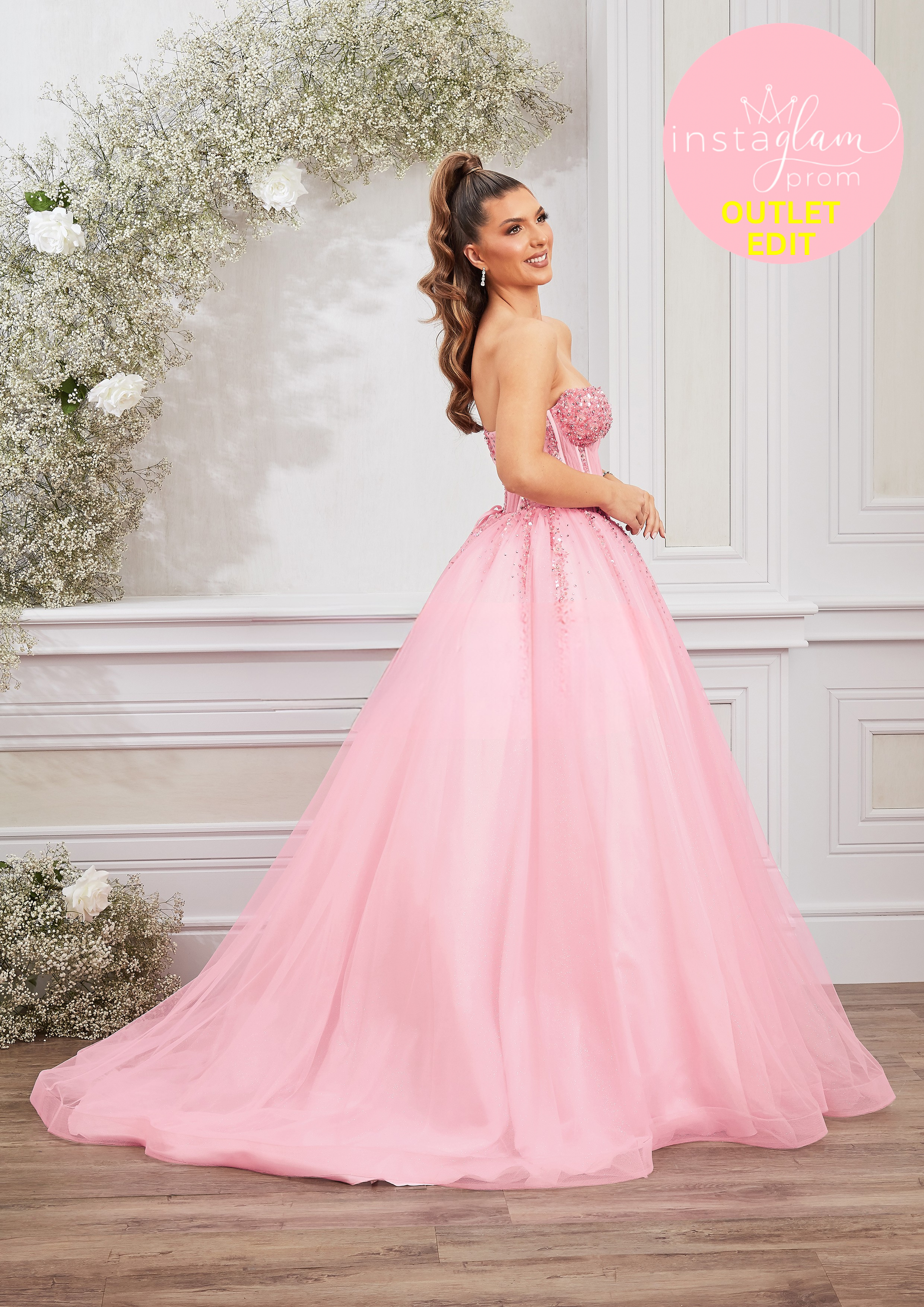 Ballgown Prom dress with boned bodice and corset back- Style AF5606