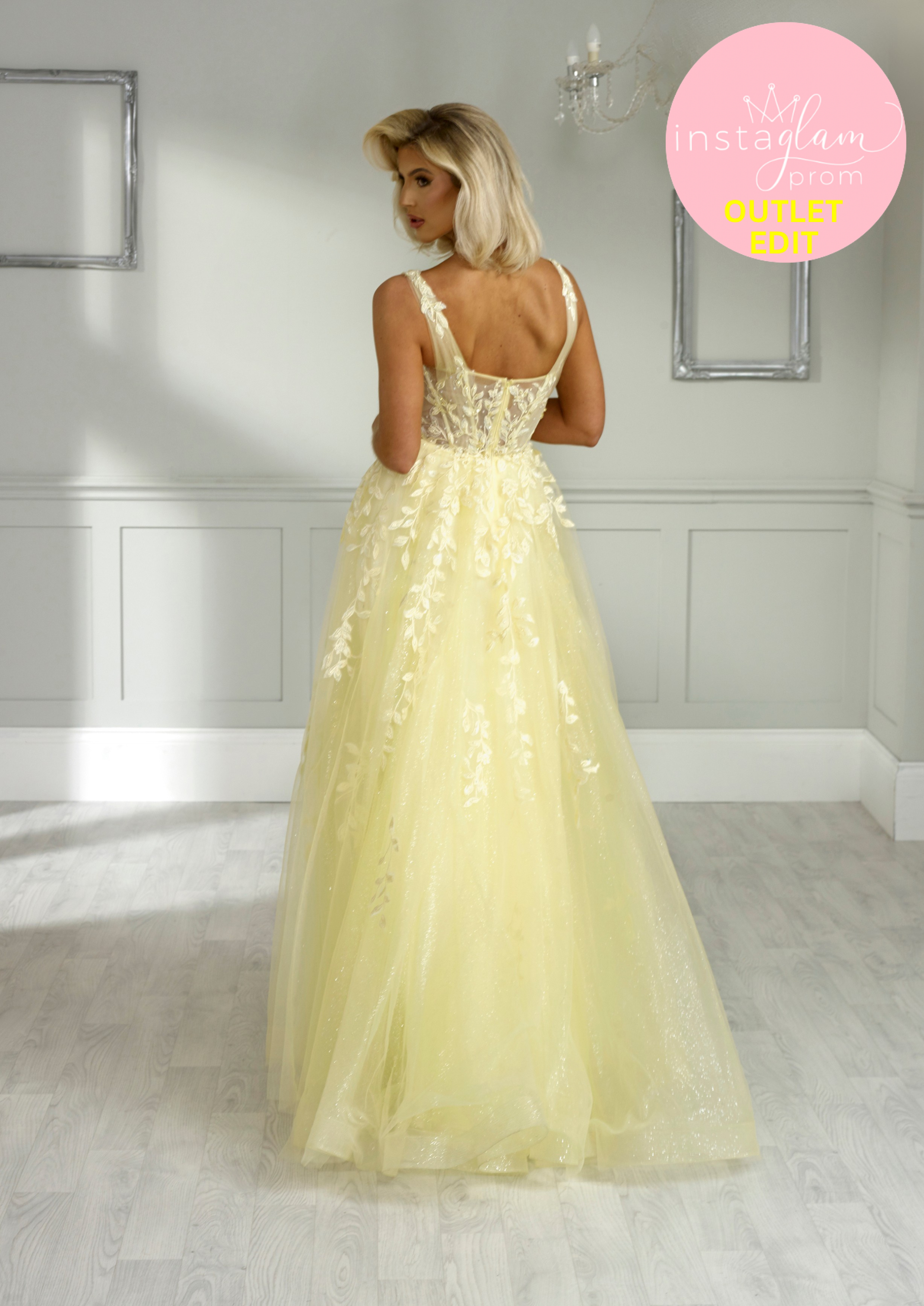 Aline Prom dress with lace detail and leg split- Style AF1944