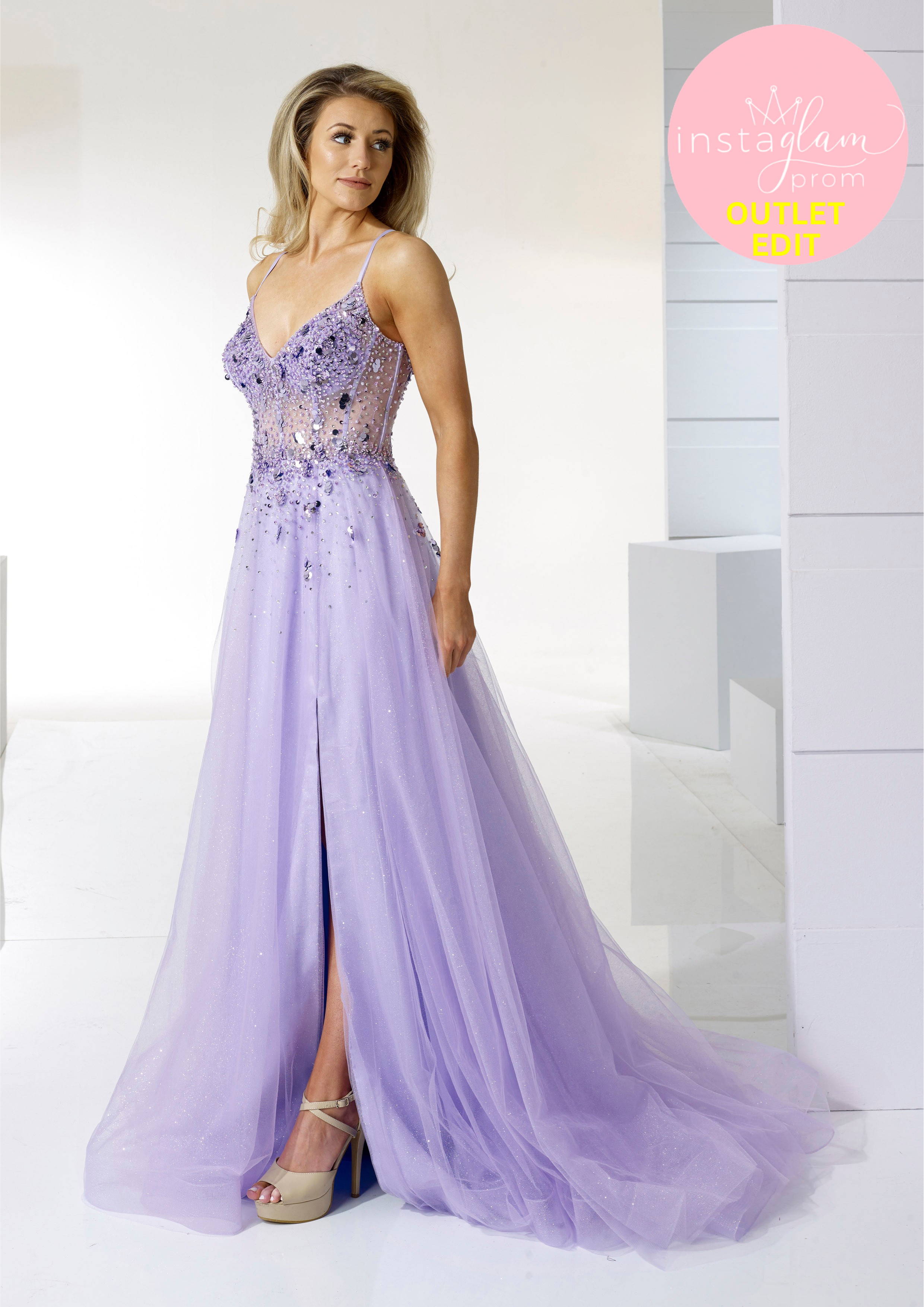 Aline prom/ evening dress with leg split- style AF42211