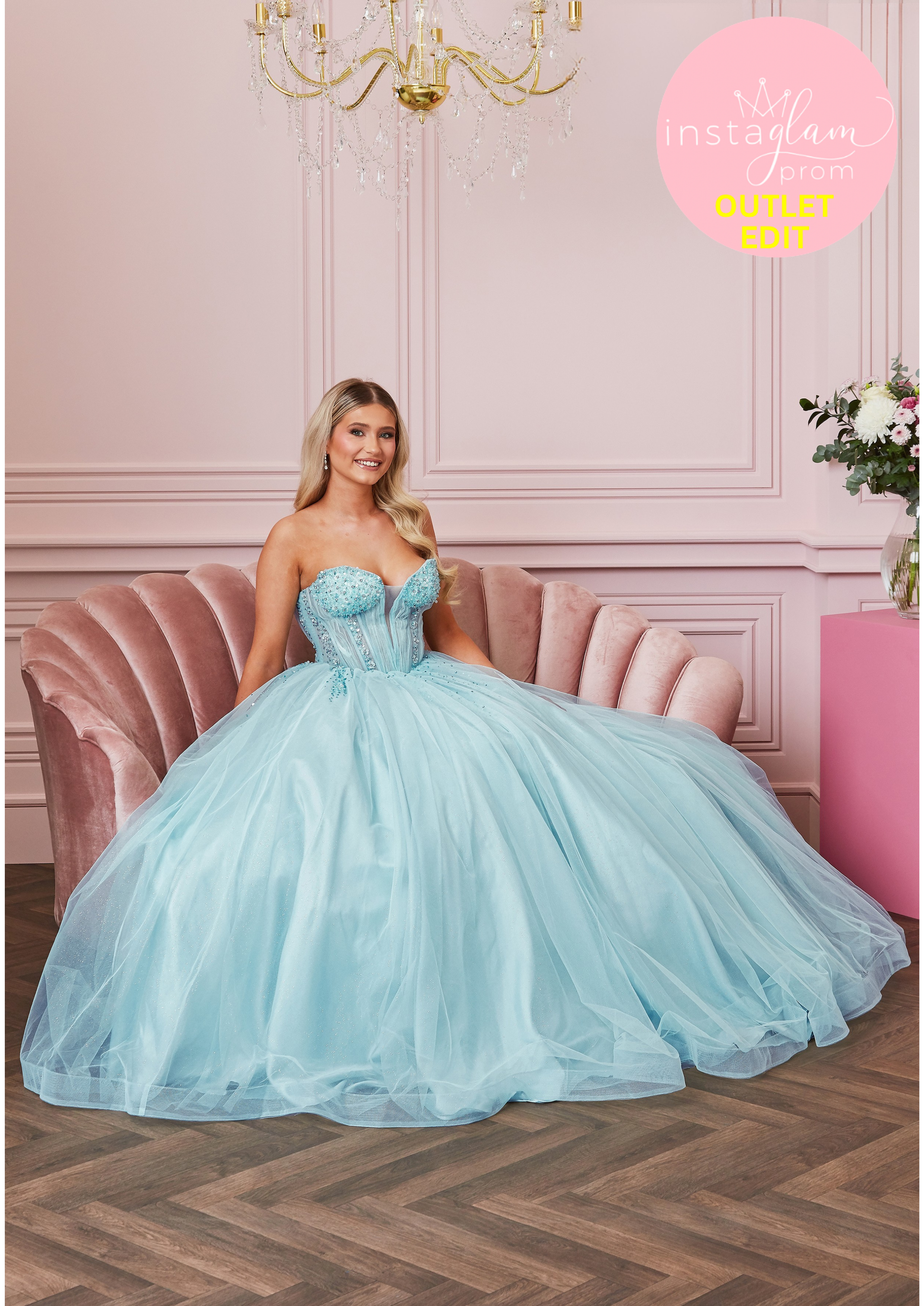 Ballgown Prom dress with boned bodice and corset back- Style AF5606