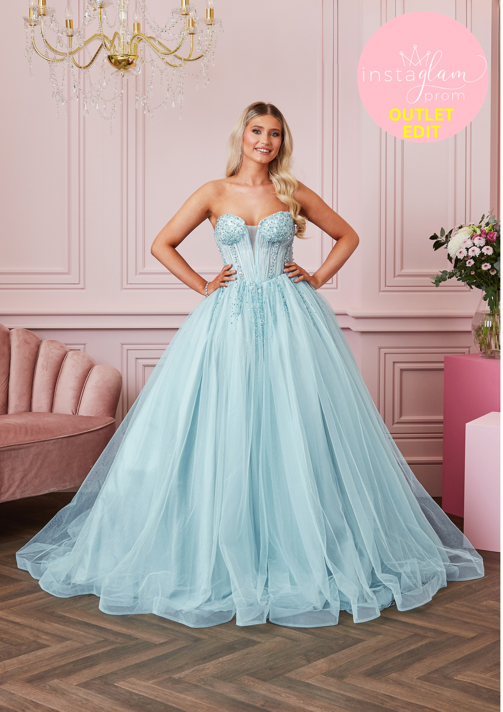 Ballgown Prom dress with boned bodice and corset back- Style AF5606