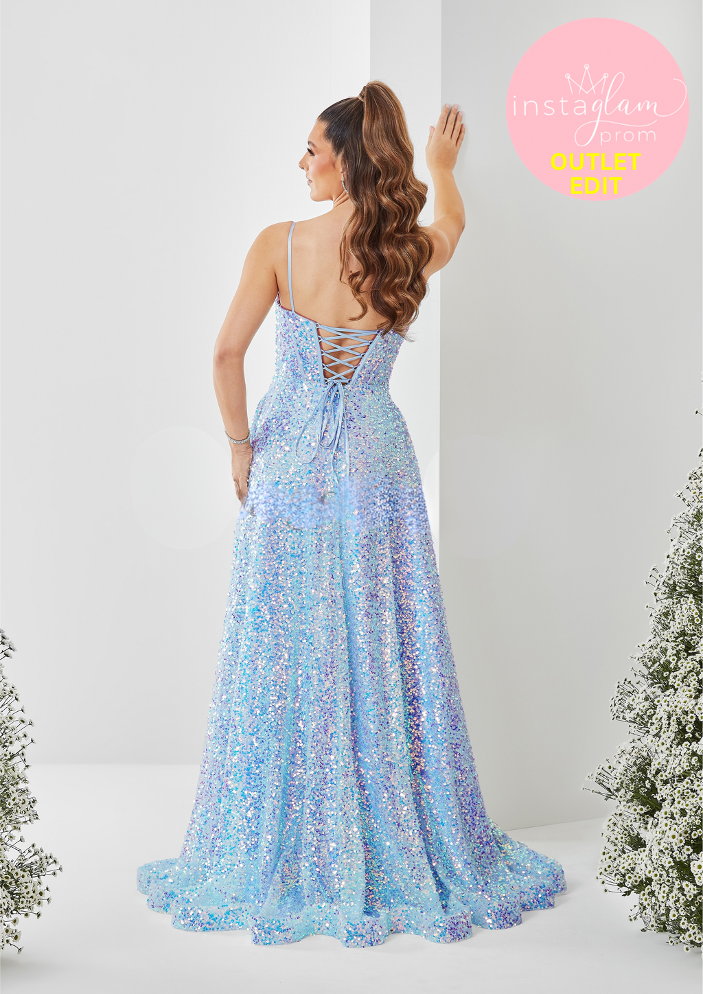 Aline sequin prom / evening dress with boned &nbsp;bodice and corset back- Style AF5319