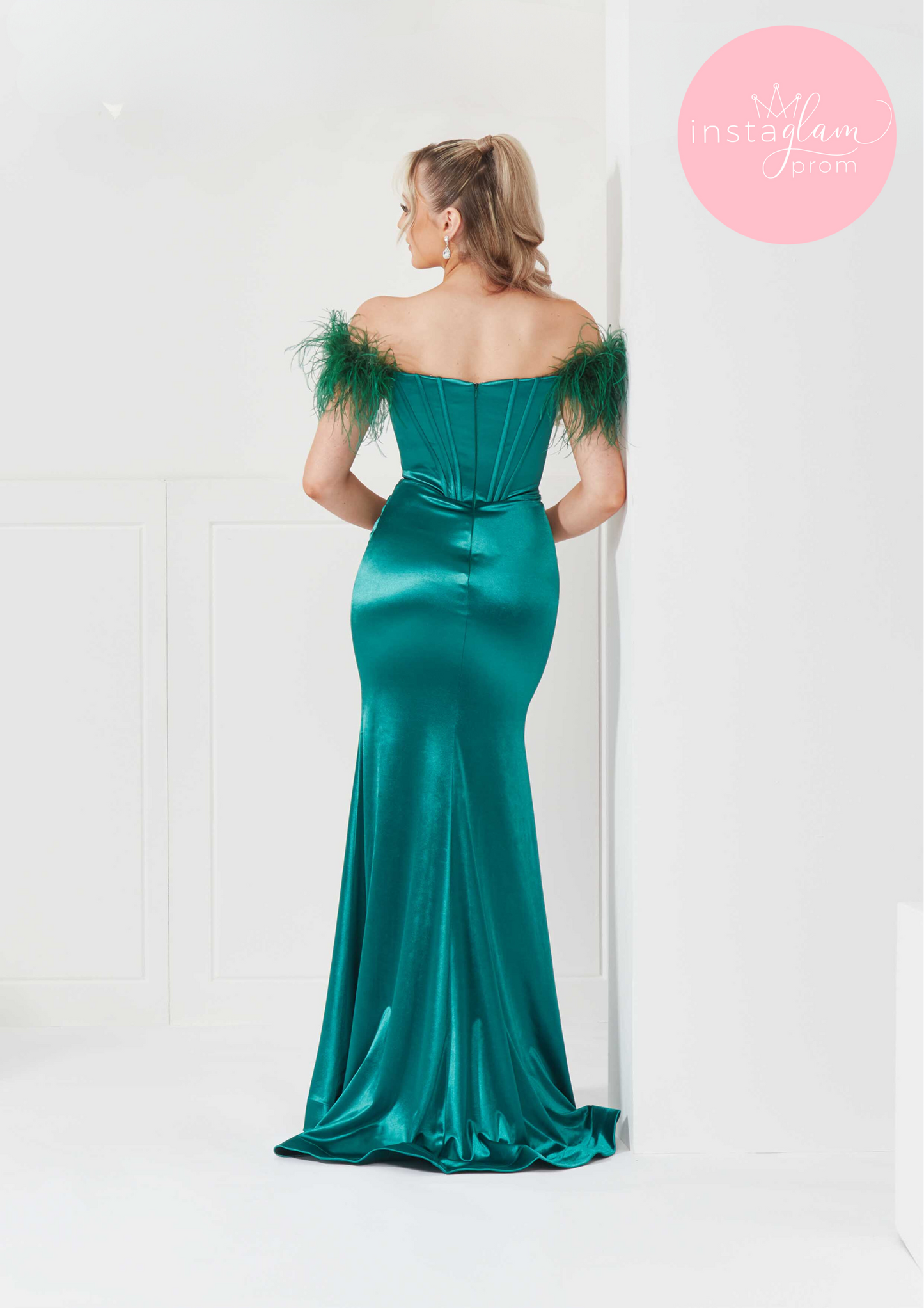 Satin off the shoulder full length prom/ evening dress-style AF3308