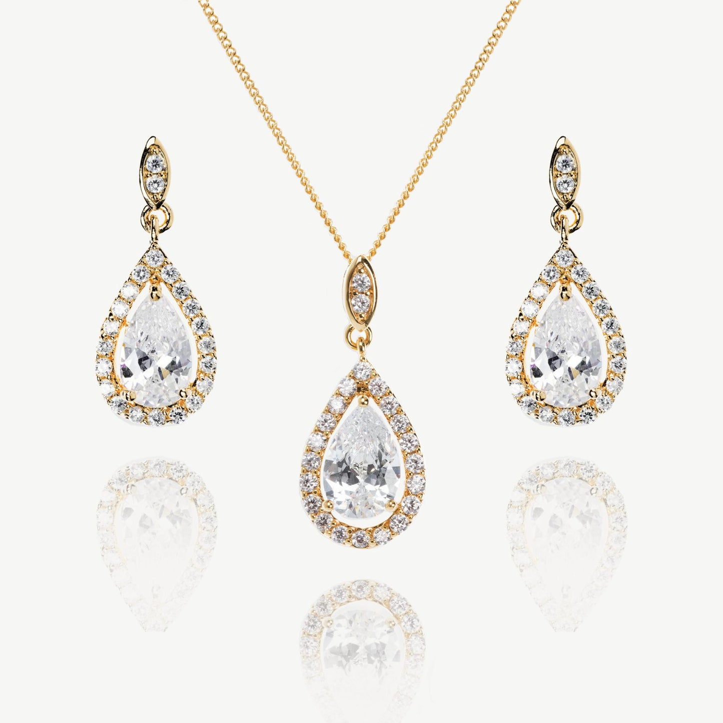 BELMONT RHODIUM CRYSTAL TEARDROP PROM SET