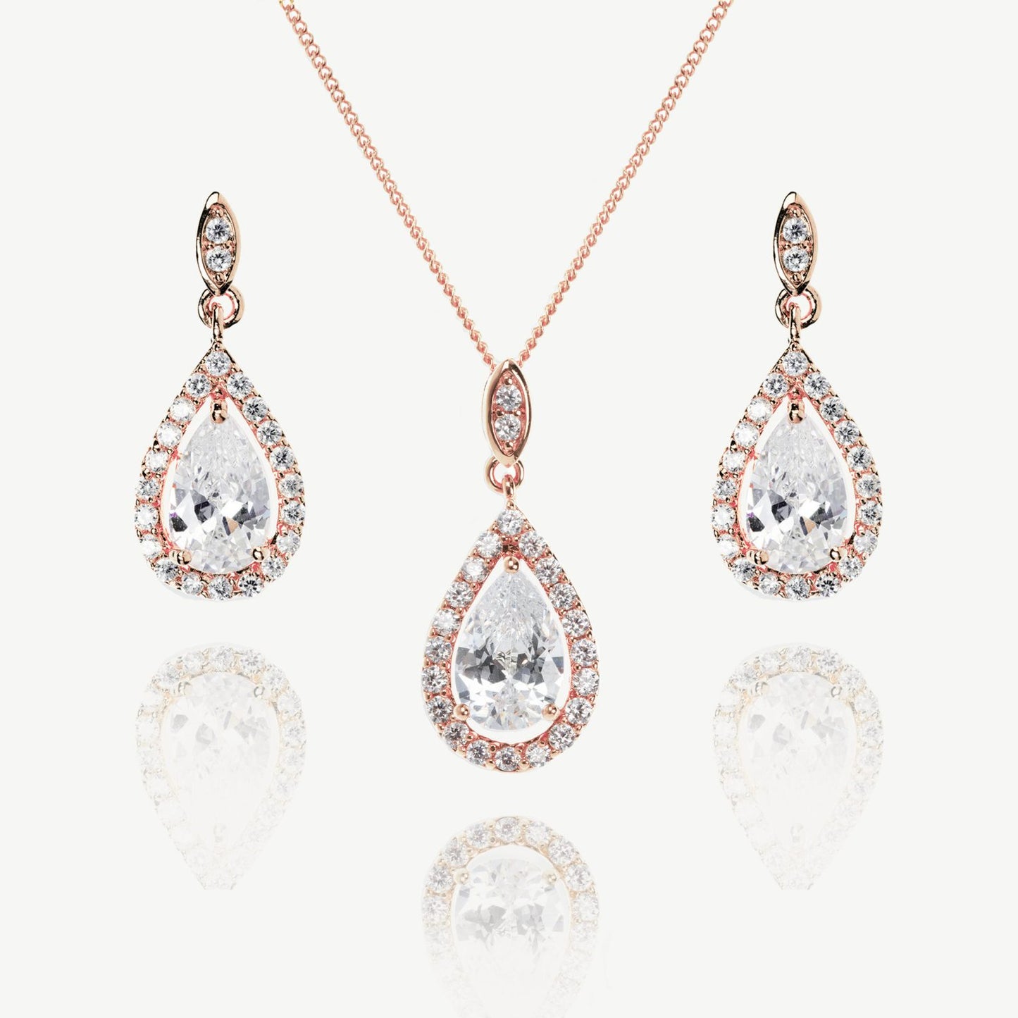 BELMONT RHODIUM CRYSTAL TEARDROP PROM SET