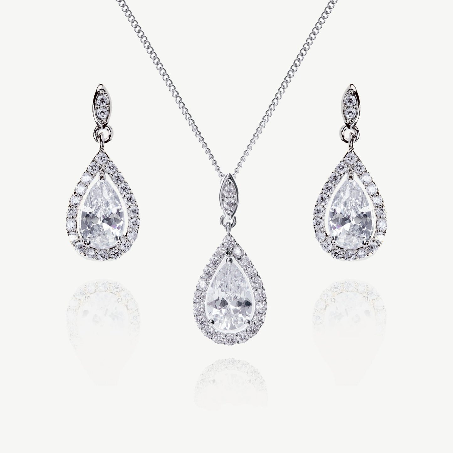 BELMONT RHODIUM CRYSTAL TEARDROP PROM SET