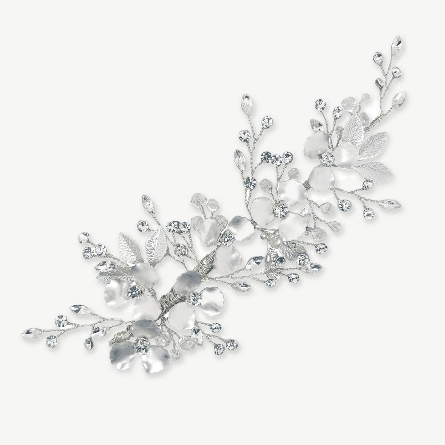 CHAMOMILE SILVER ROMANTIC FLORAL PROM CLIP