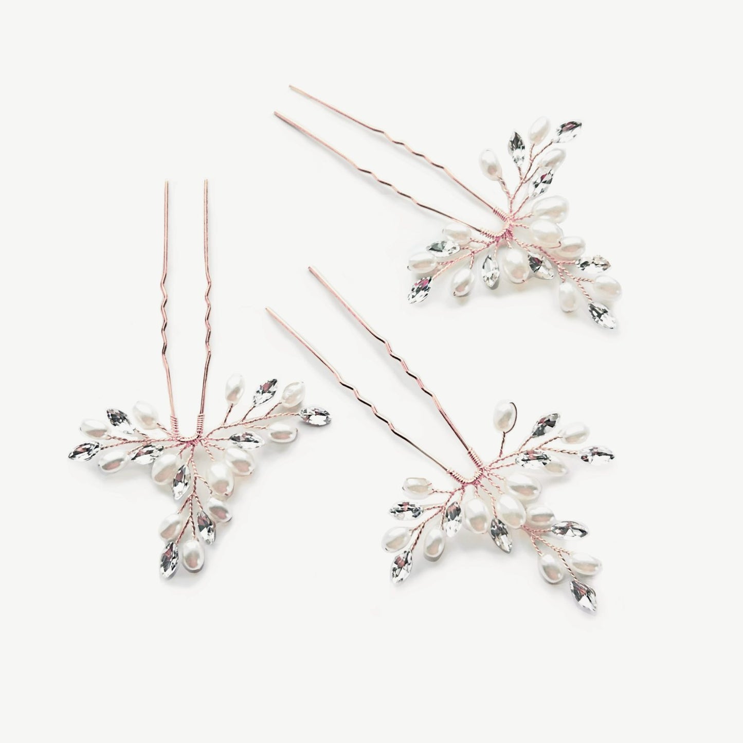 COSMOS SILVER CRYSTAL PEARL HAIRPIN PROM SET