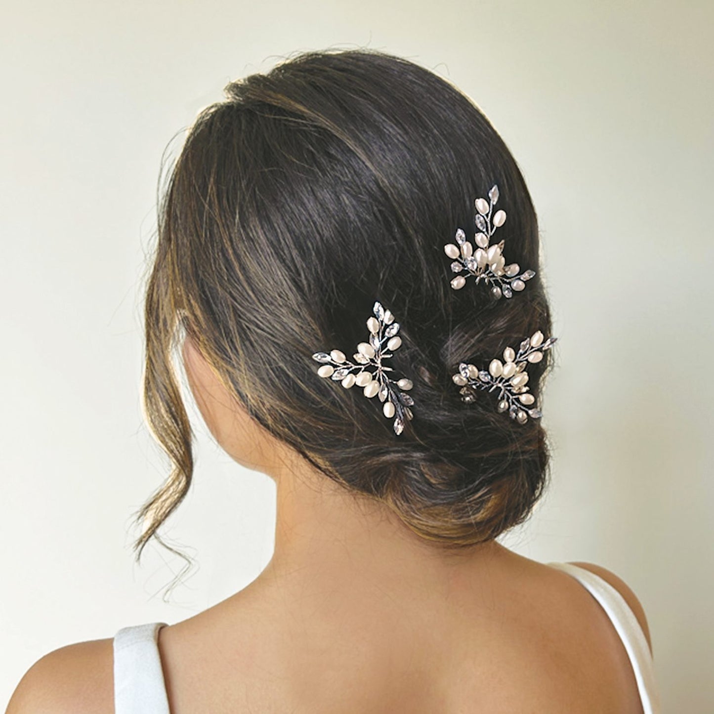 COSMOS SILVER CRYSTAL PEARL HAIRPIN PROM SET