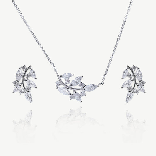 CYPRESS RHODIUM CRYSTAL LEAFY PROM SET