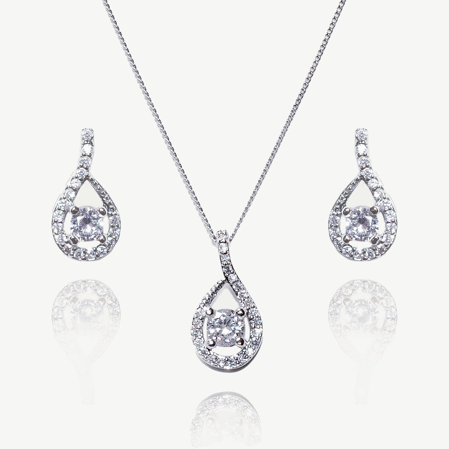 ETERNITY RHODIUM CRYSTAL TEARDROP PROM SET