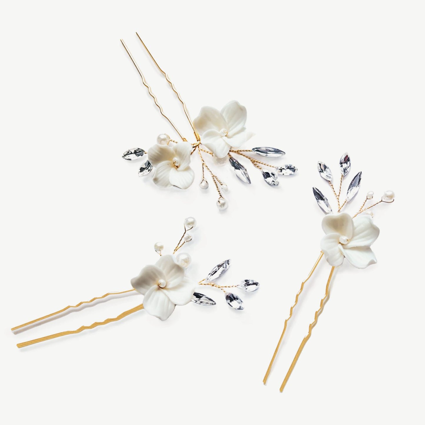 FLORET CRYSTAL PEARL FLOWER HAIRPIN PROM SET