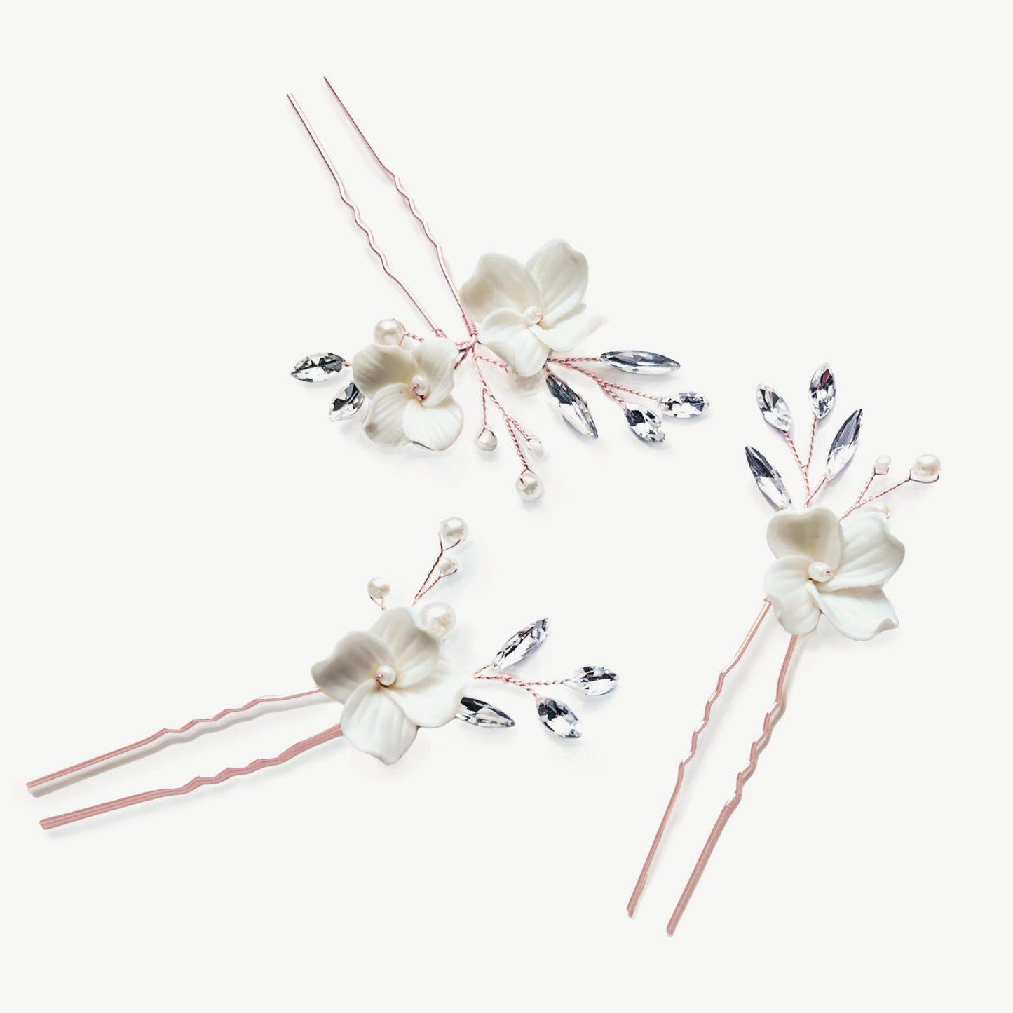 FLORET CRYSTAL PEARL FLOWER HAIRPIN PROM SET