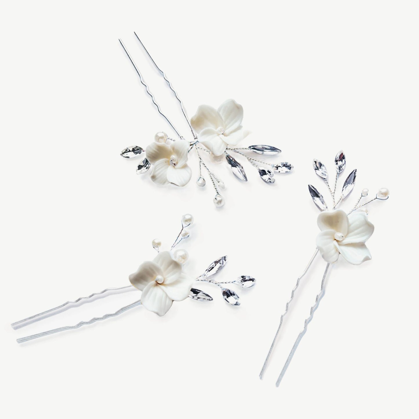 FLORET CRYSTAL PEARL FLOWER HAIRPIN PROM SET