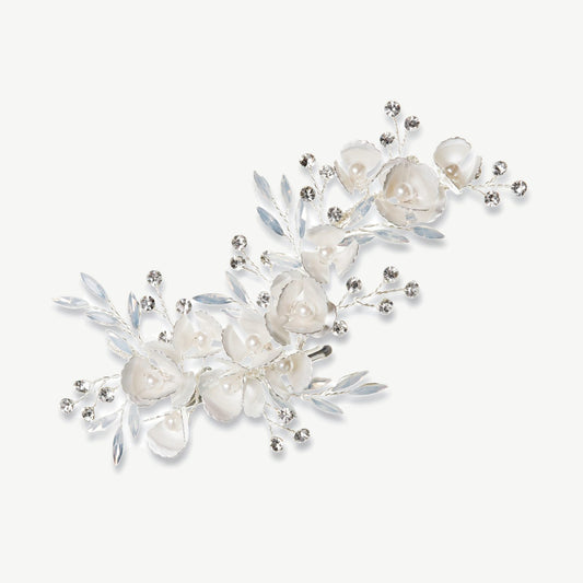 FORGET ME NOT SILVER FLORAL PROM CLIP