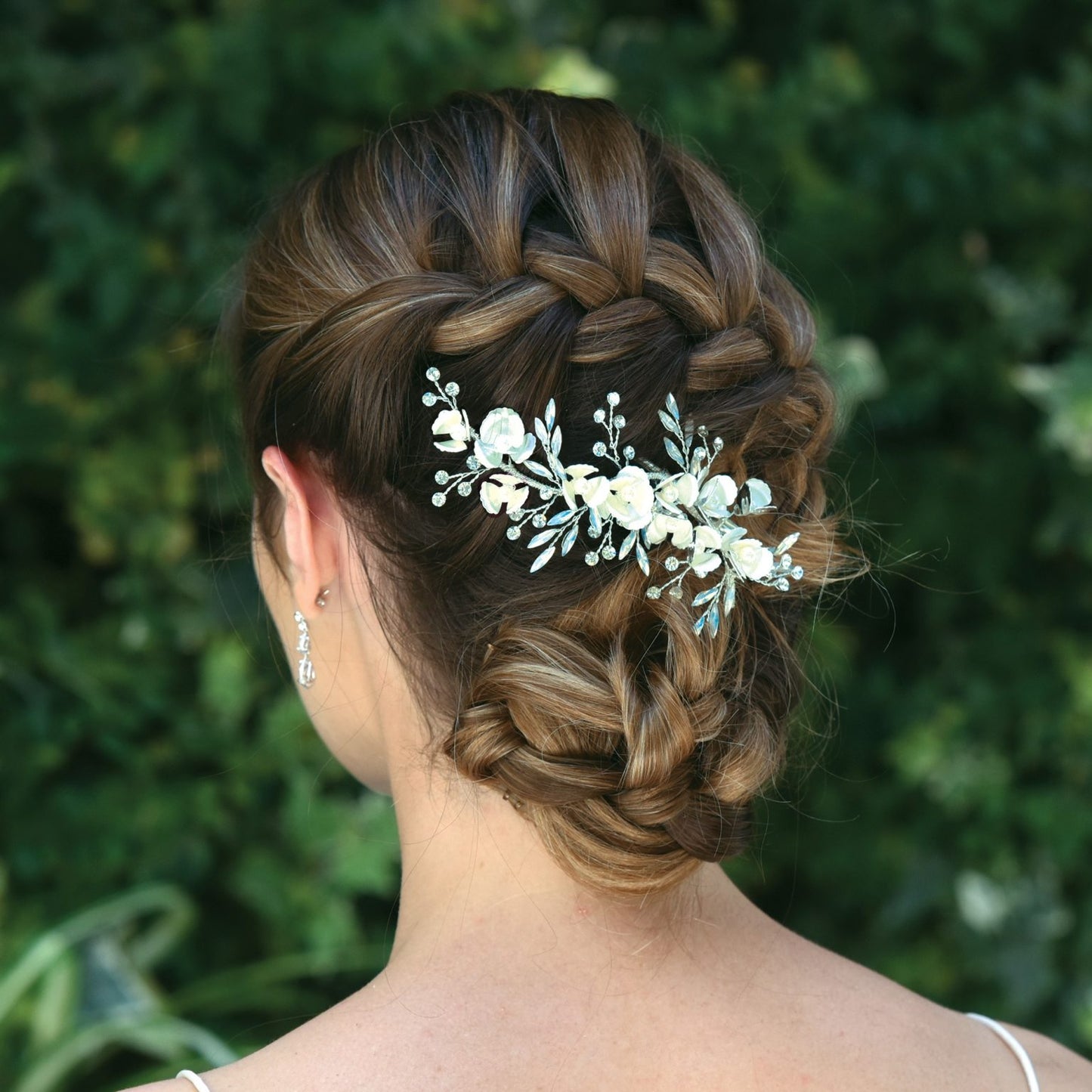 FORGET ME NOT SILVER FLORAL PROM CLIP