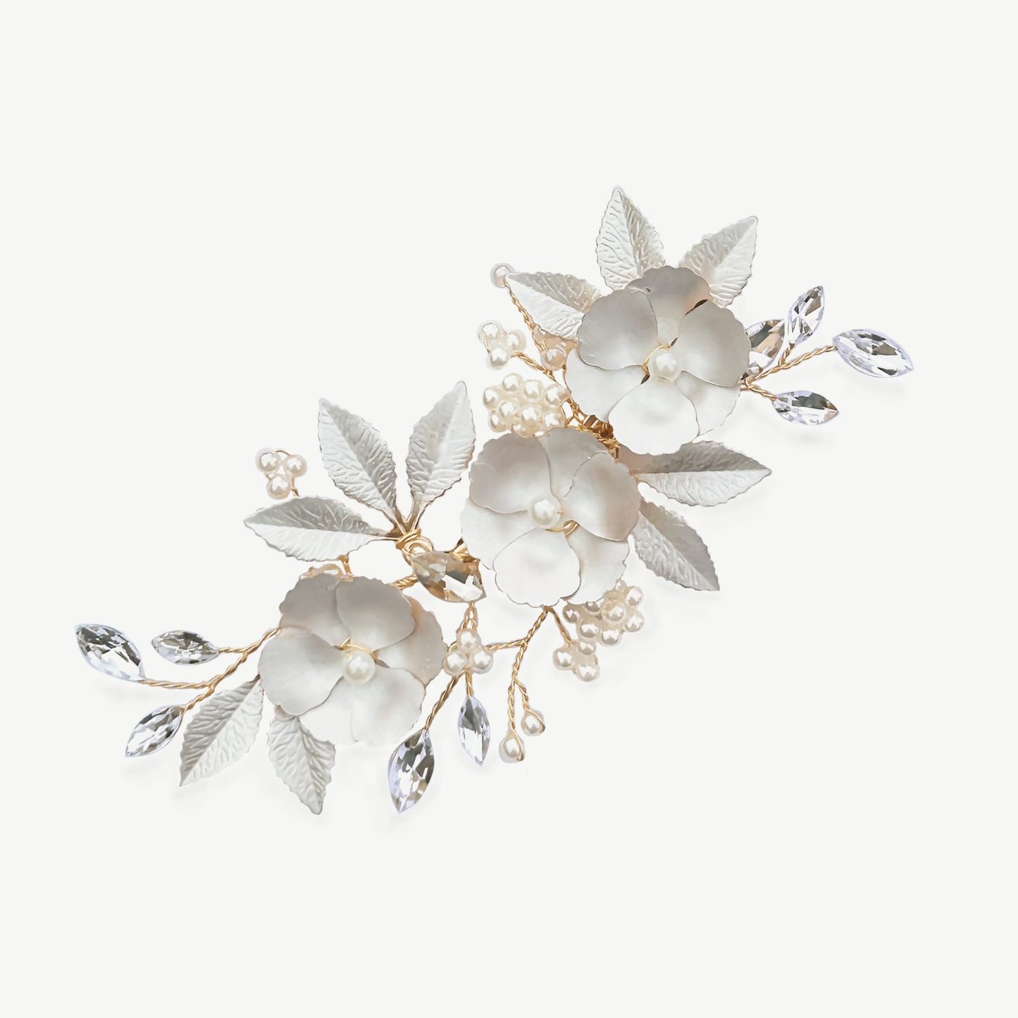 GARDENIA GOLD PEARL FLORAL PROM CLIP