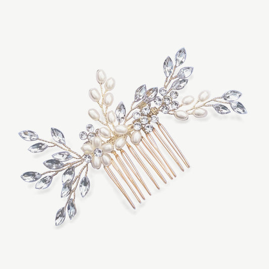 SHIMMER SILVER PEARL LEAFY PROM COMB