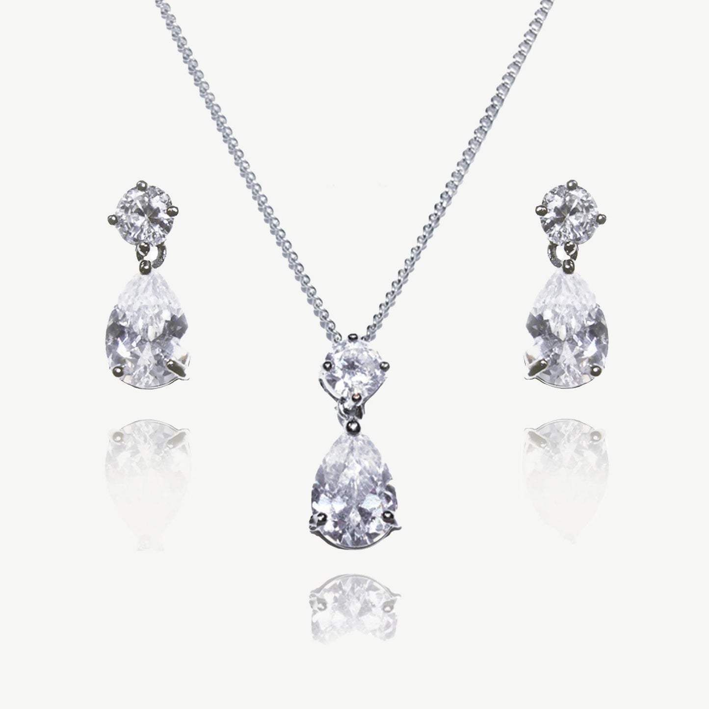 IMPERIAL RHODIUM CLASSIC TEARDROP PROM SET