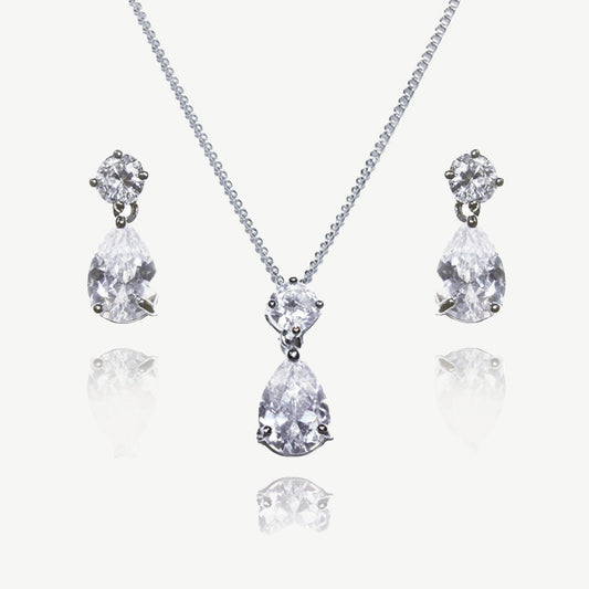 IMPERIAL RHODIUM CLASSIC TEARDROP PROM SET