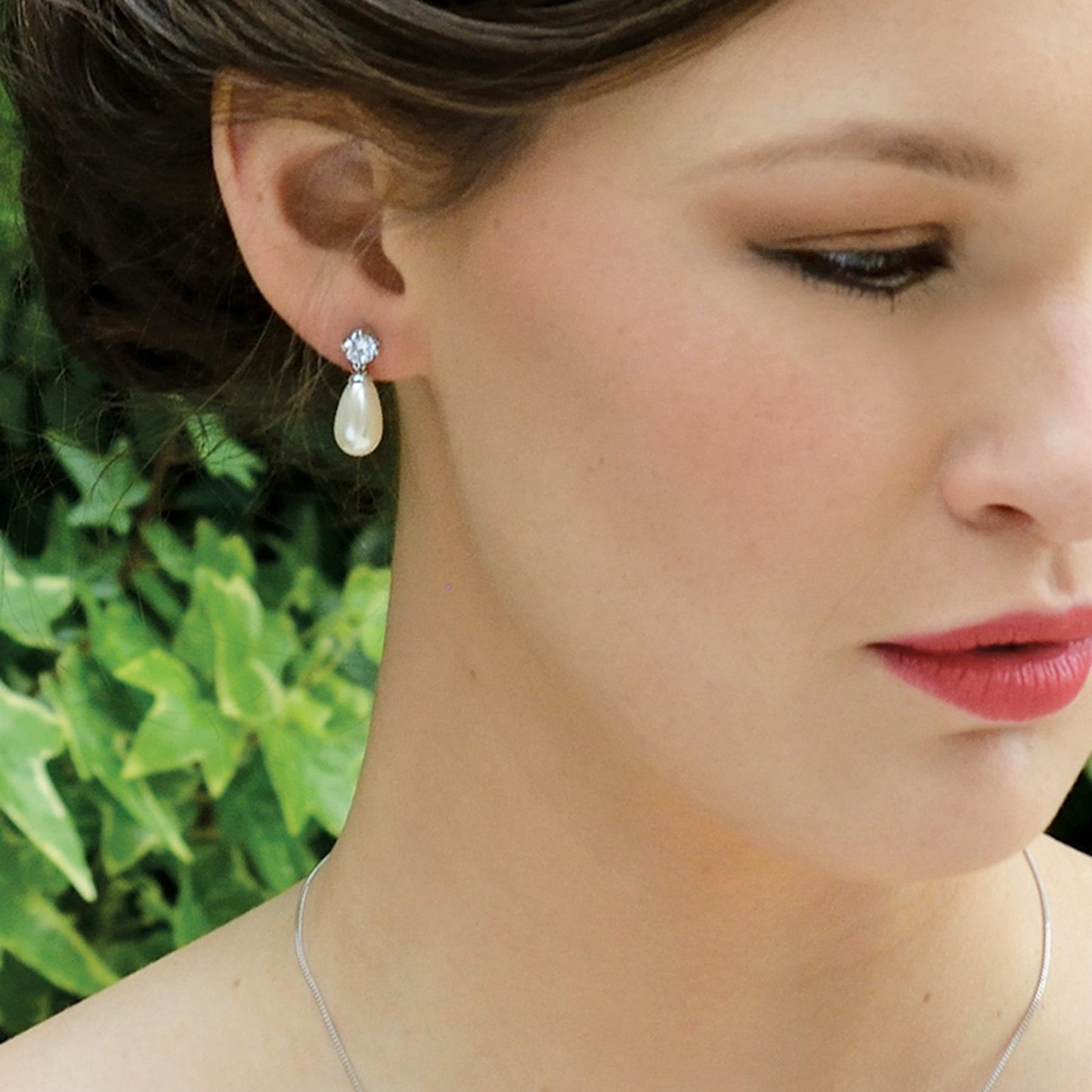 IMPERIAL RHODIUM CRYSTAL PEARL TEARDROP PROM SET