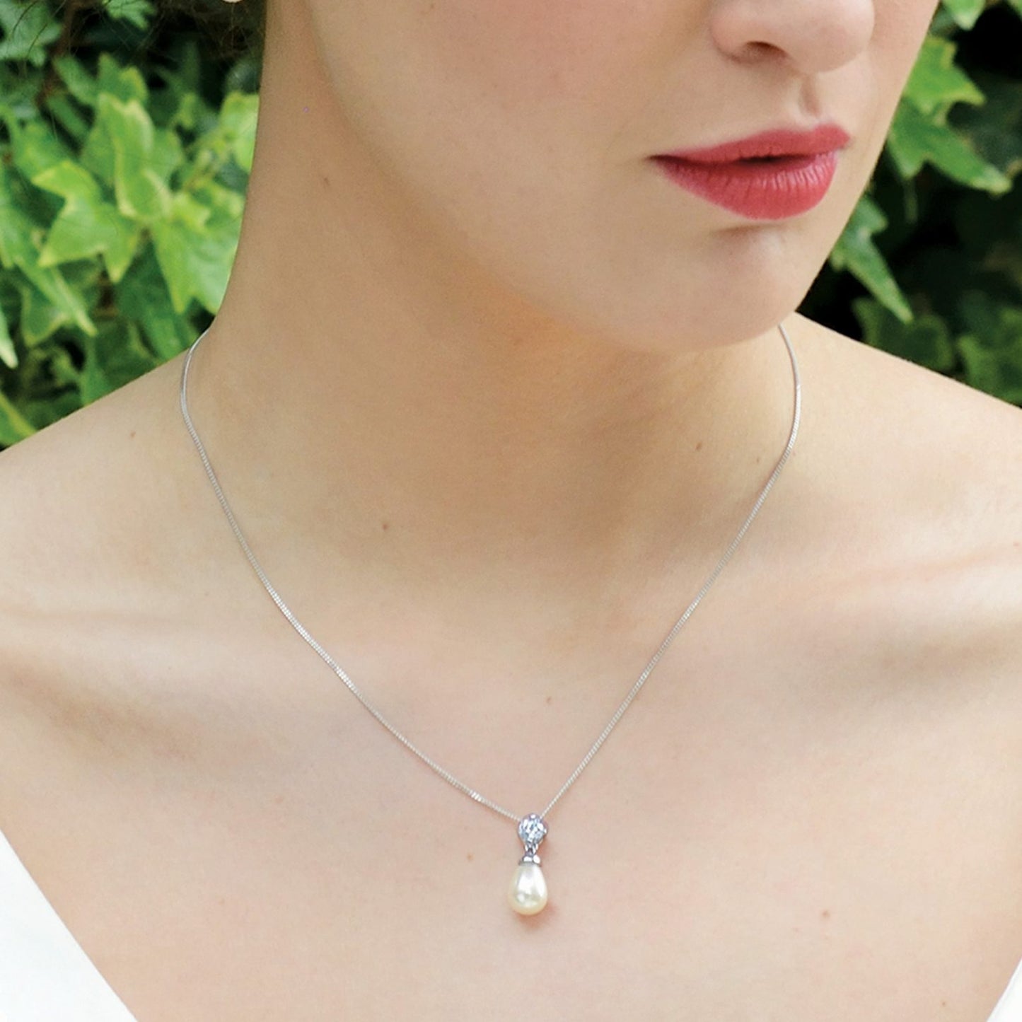 IMPERIAL RHODIUM CRYSTAL PEARL TEARDROP PROM SET