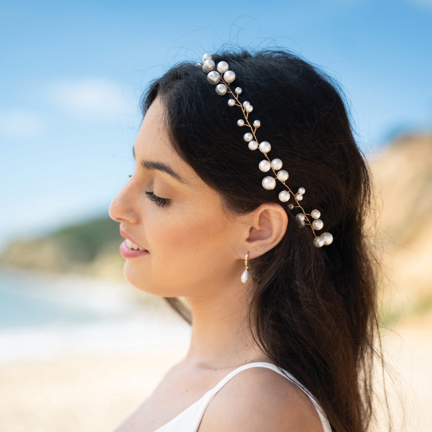 OCEAN DREAM PEARL BOHO PROM HAIR VINE