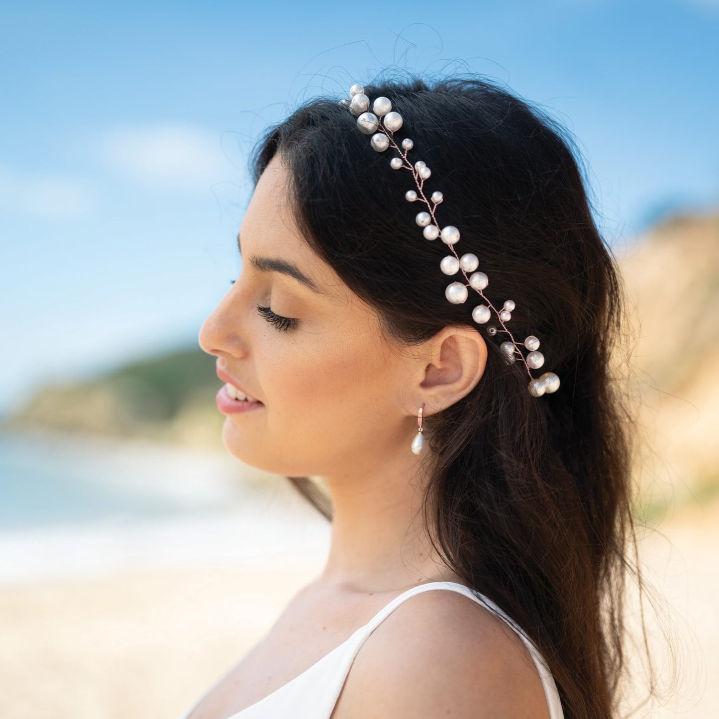 OCEAN DREAM PEARL BOHO PROM HAIR VINE