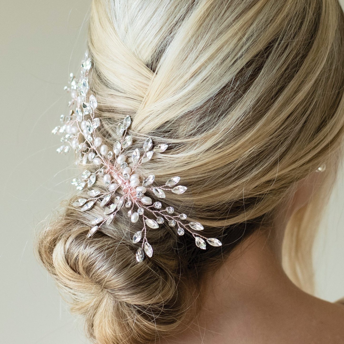 PEARL SERENADE SILVER CRYSTAL SPRAY PROM CLIP