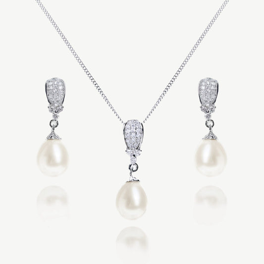 SERRANO RHODIUM CRYSTAL PEARL DROP PROM SET