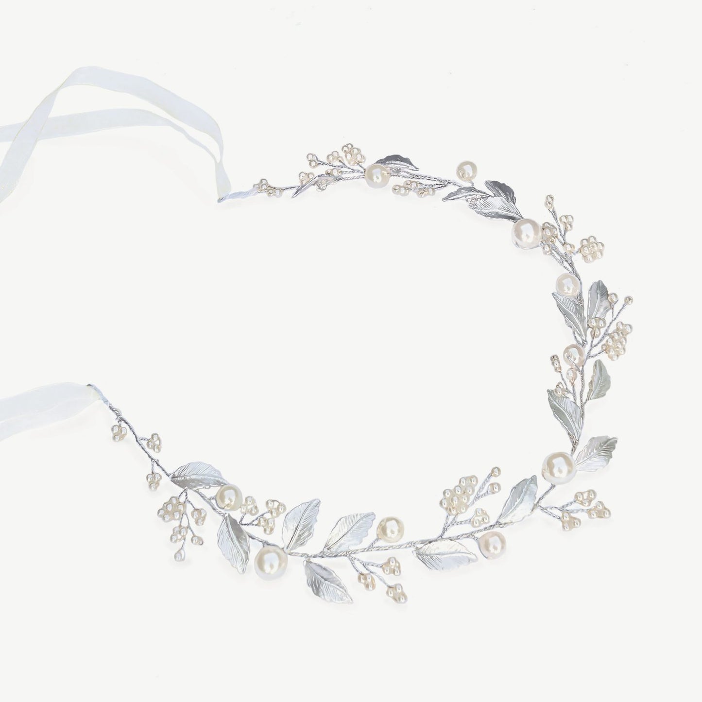 SKYLARK SILVER LEAFY PROM HAIR VINE