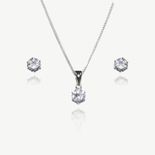 SOLITAIRE RHODIUM CRYSTAL BRILLIANT CUT PROM SET