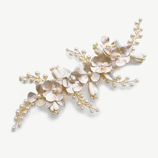 SPRING DREAM ROSE CRYSTAL PEARL FLORAL PROM CLIP