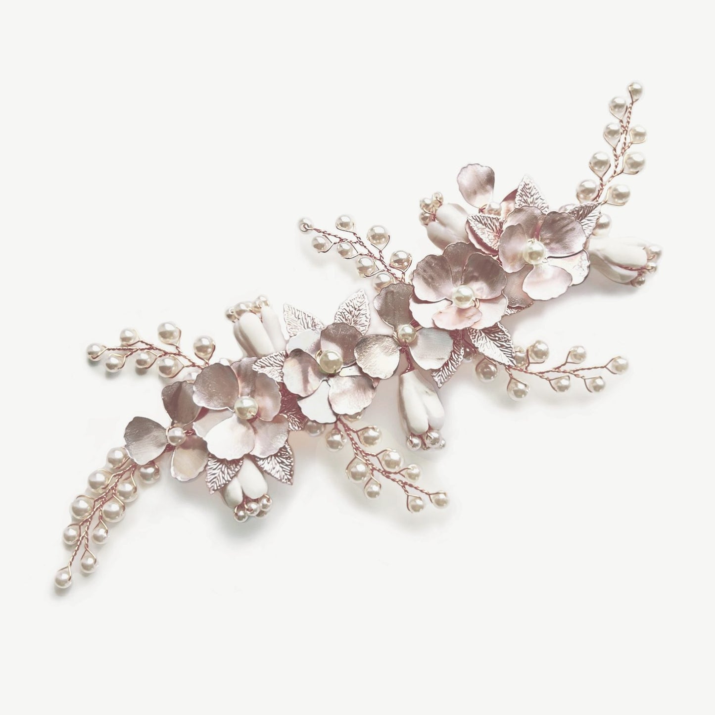 SPRING DREAM ROSE CRYSTAL PEARL FLORAL PROM CLIP