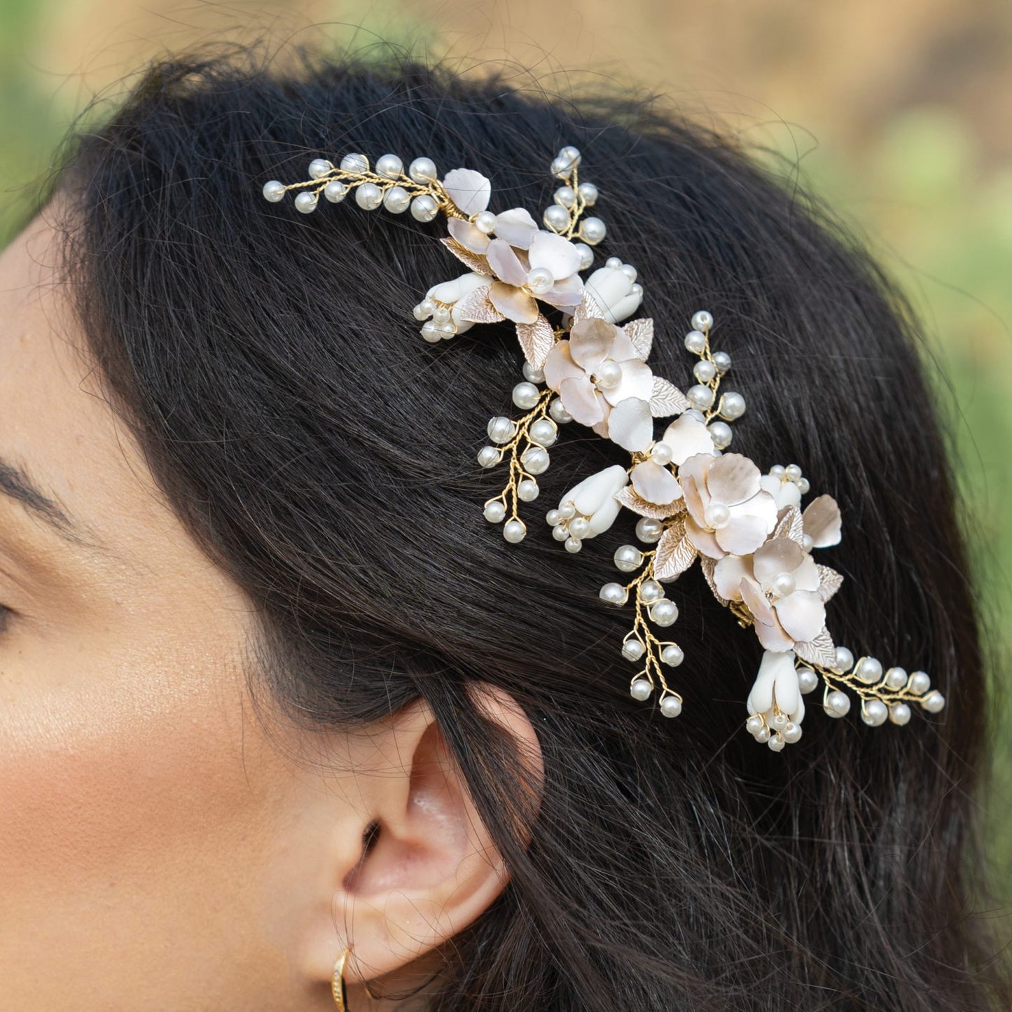 SPRING DREAM ROSE CRYSTAL PEARL FLORAL PROM CLIP