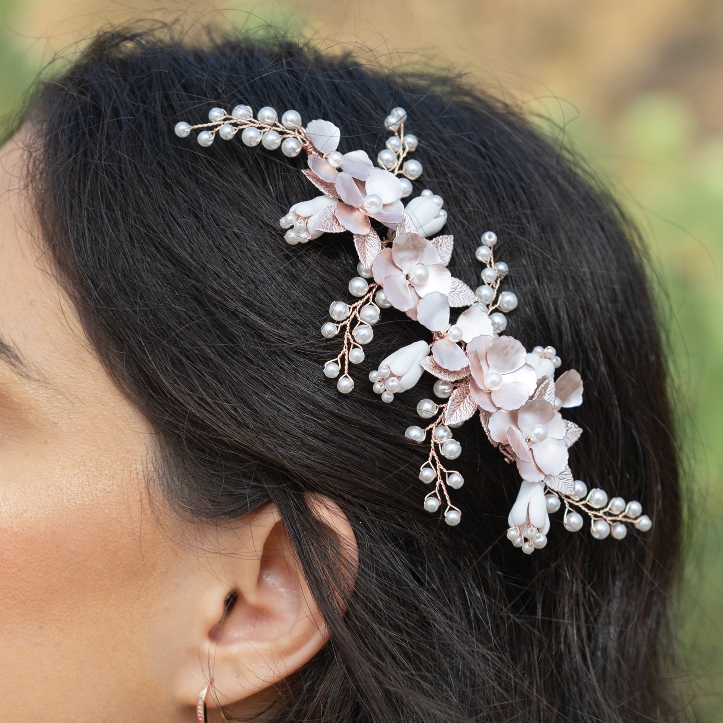 SPRING DREAM ROSE CRYSTAL PEARL FLORAL PROM CLIP