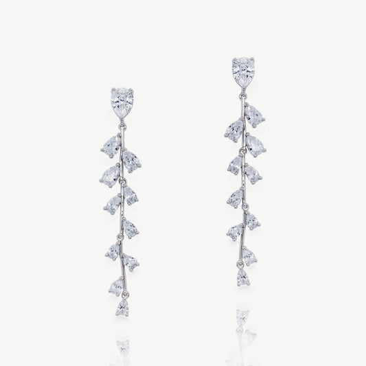 WILLOW RHODIUM TRAILING VINE PROM EARRINGS